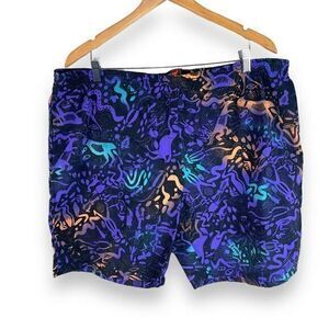 Vintage 90s Jordache Lined Swim Shorts Mens 42 Purple Nylon Geometric‎ Retro